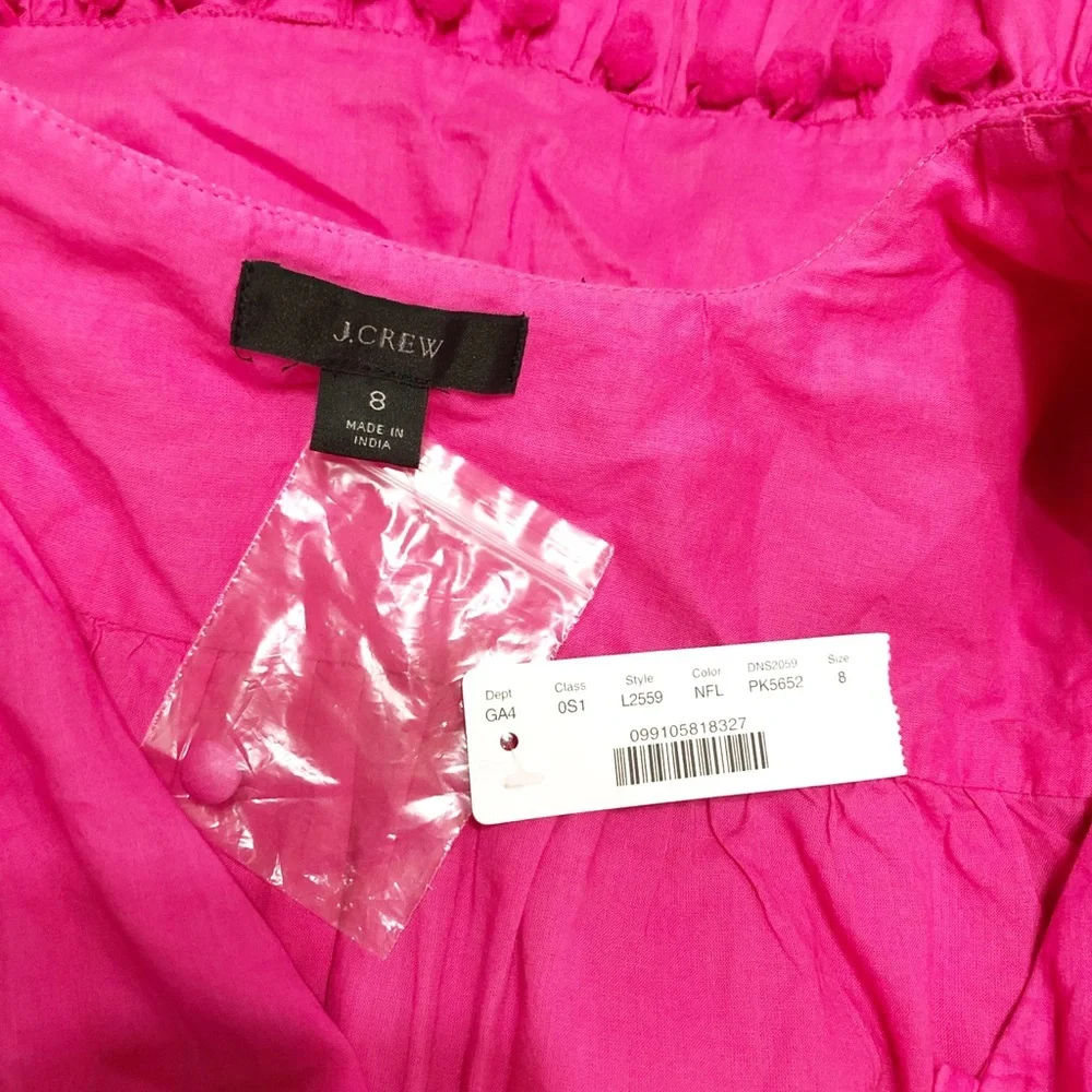 J. Crew Women’s Pom Pom Dress in Cotton Voile 8 - Picture 7 of 10